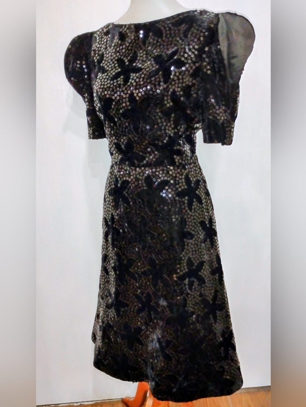 VINTAGE SCAASI VELVET SEQUINED DRESS NWOT - Picture 5 of 7